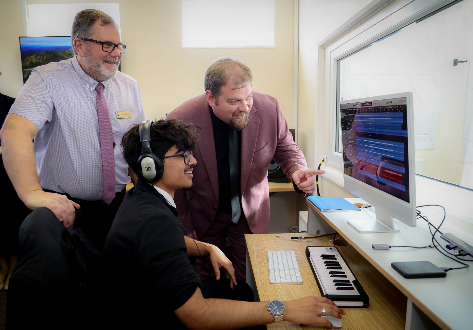 Dave Robertson MP learning about Minster Hall recording studio