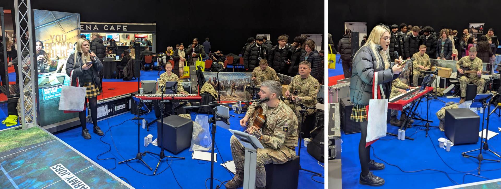 Esme singing with the Army Band at the National Apprenticeship Show