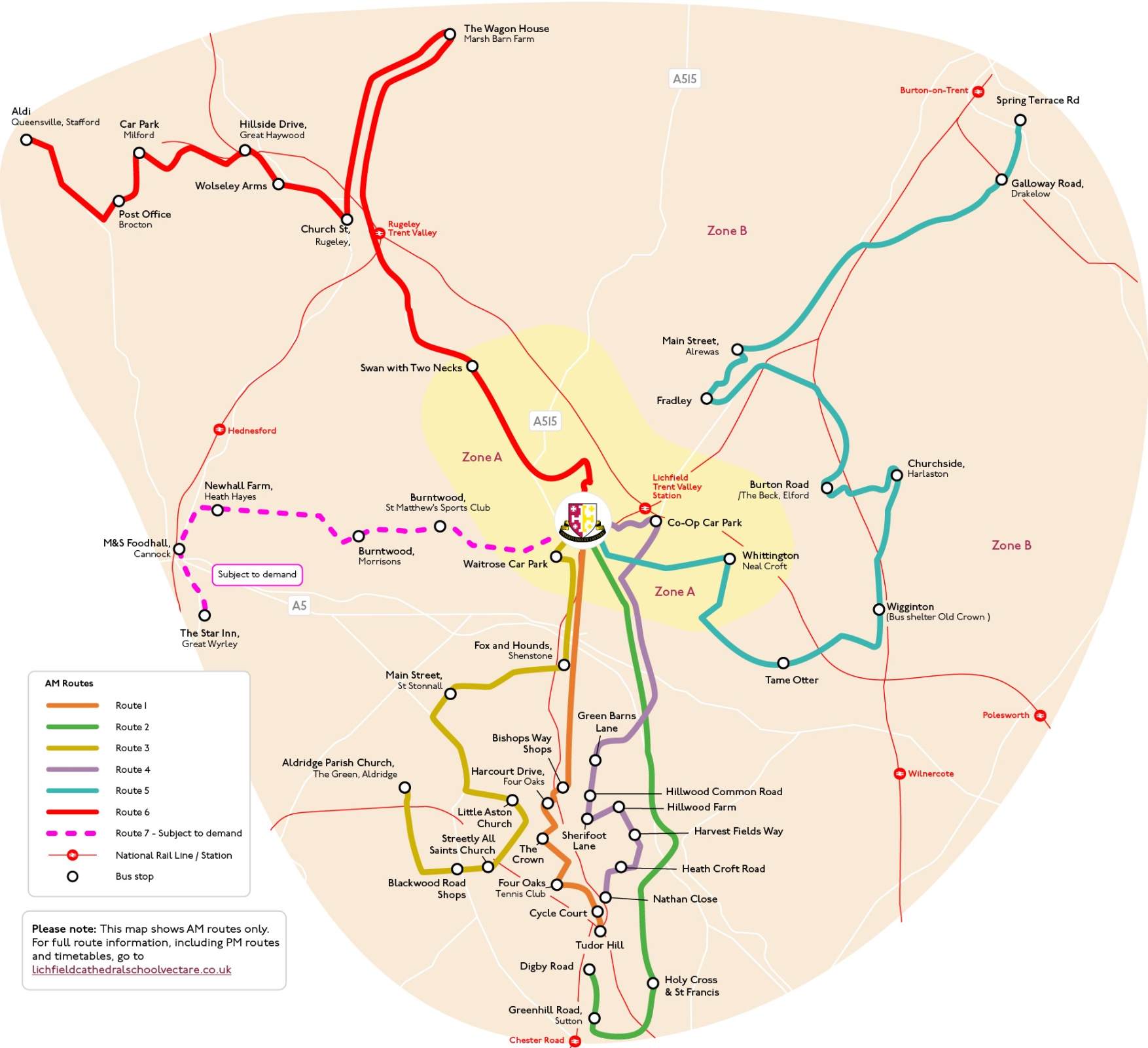 Current minibus transport routes at LCS Minibus transport routes at LCS