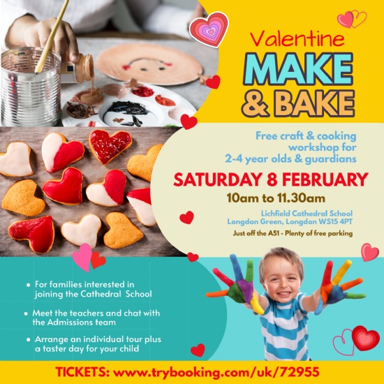 Valentine Make & Bake Workshop for 2-5 year olds